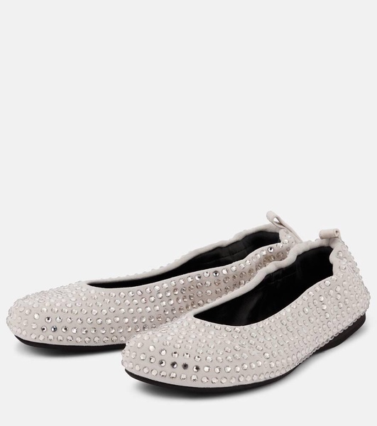 Embellished suede ballet flats