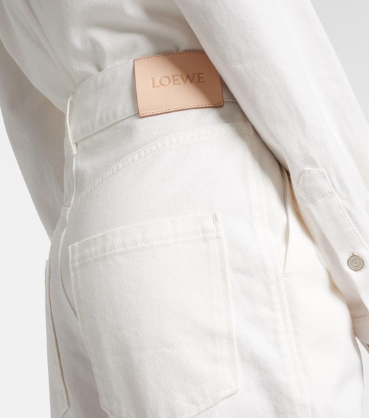 Anagram embroidered high-rise wide-leg jeans