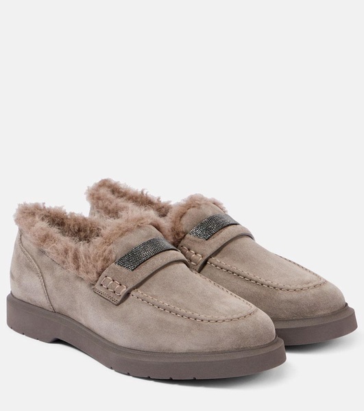 Monili shearling-lined suede loafers