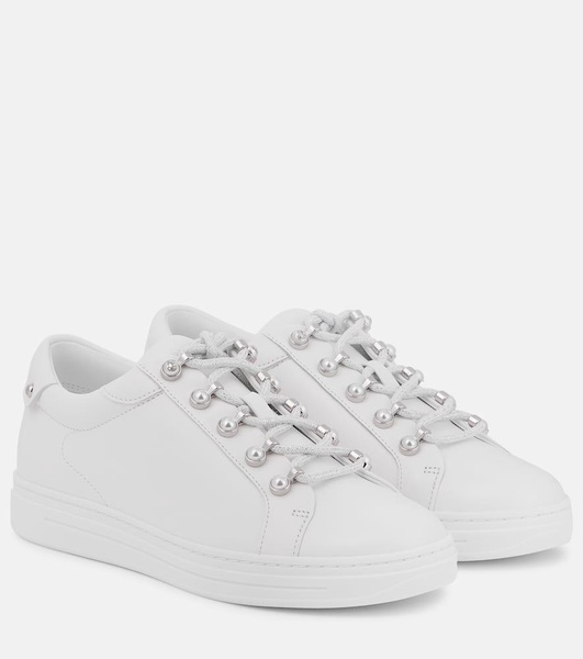 Antibes pearl-embellished leather sneakers