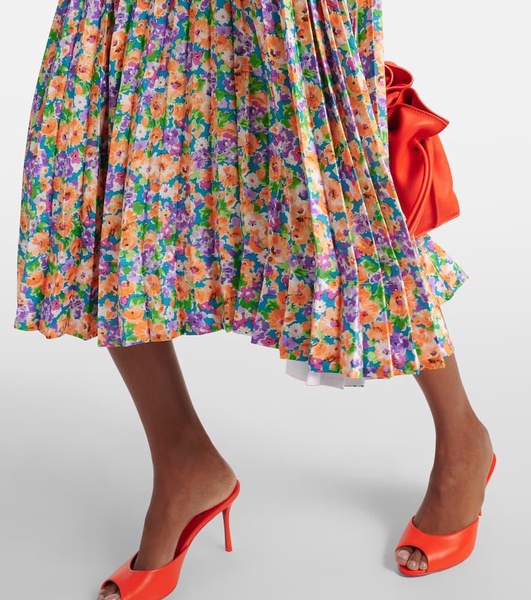 Floral pleated midi skirt 