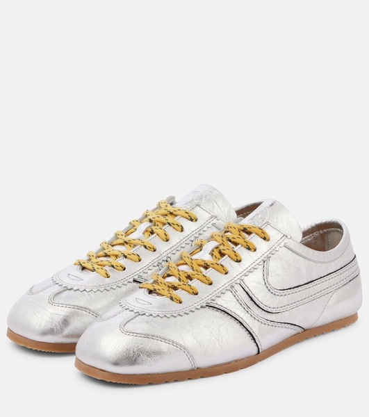 Metallic leather sneakers