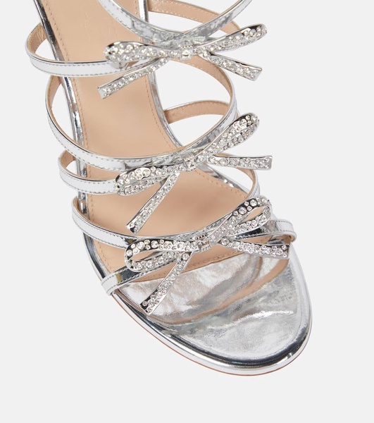 Silver Love Bow embellished sandals