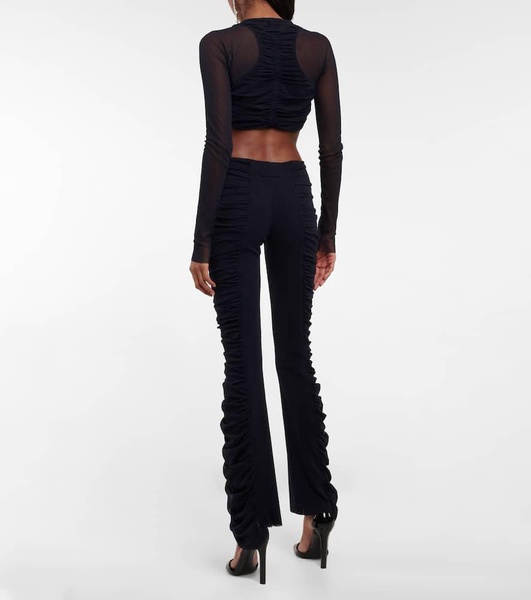 Ruched mesh crop top