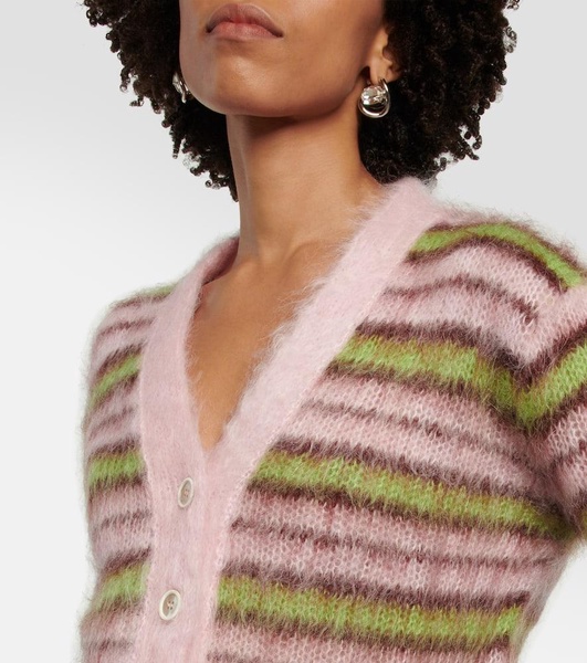 Striped mohair-blend cardigan