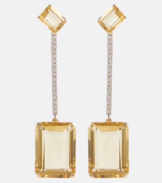 14kt gold earrings with citrine and diamonds