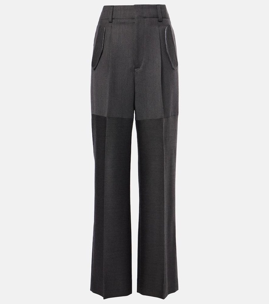 Paneled wool wide-leg pants