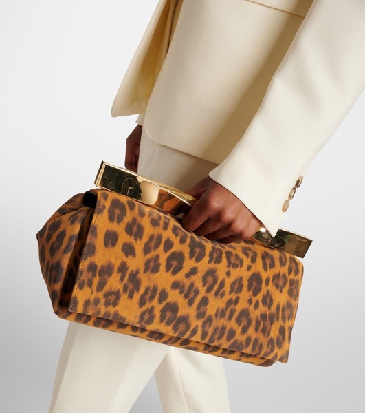 Twist Small leopard-print suede clutch