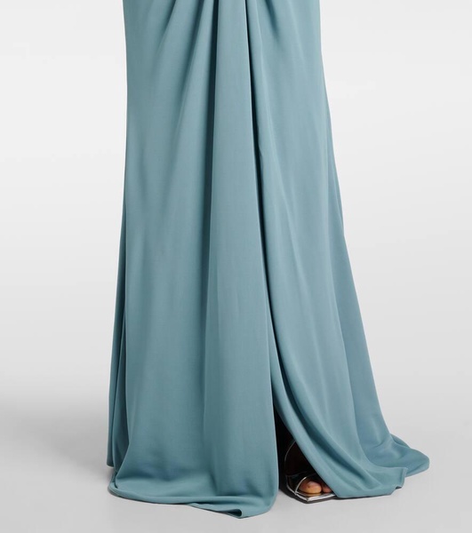 Bow-detail ruched jersey gown