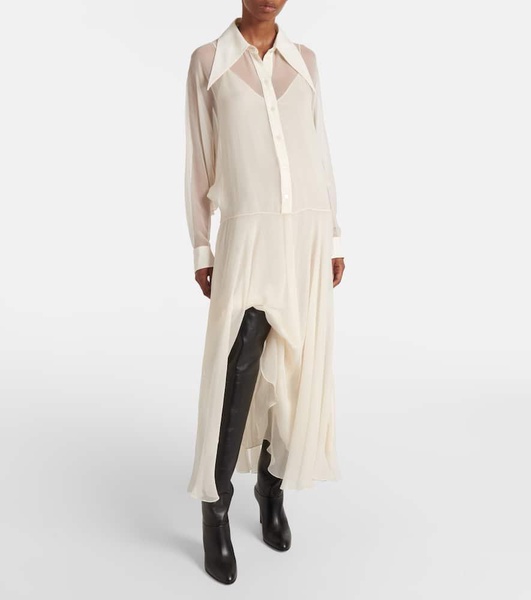 Silk chiffon shirt dress