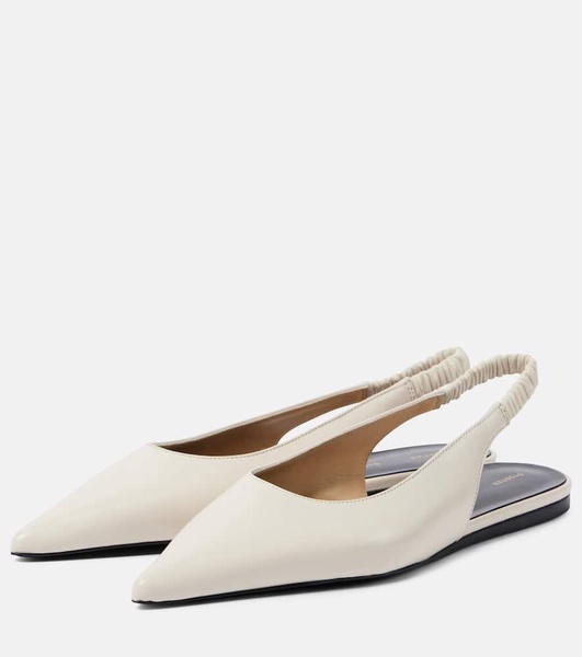 Spike leather slingback flats