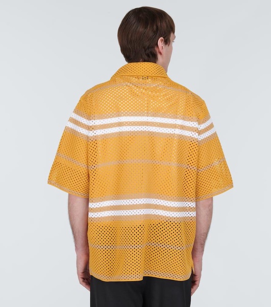 Icon Stripe pointelle-knit bowling shirt