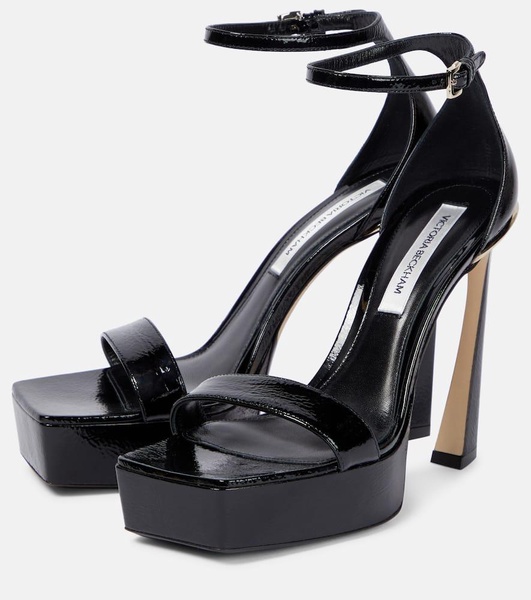 Patent leather platform sandals