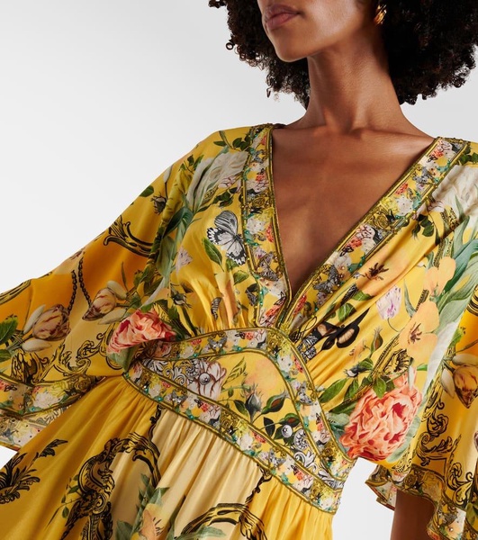 Paths of Gold floral silk maxi dress