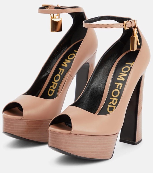 Padlock platform leather sandals