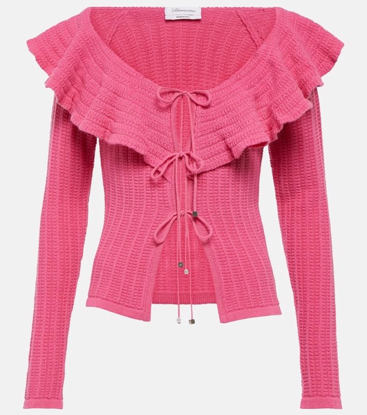 Ruffle-trimmed wool top