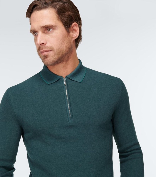 Zip Ridge wool and silk polo sweater