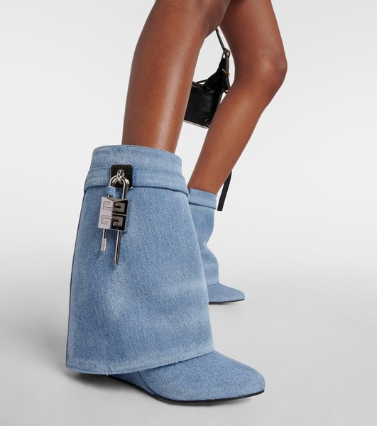 Shark Lock denim ankle boots