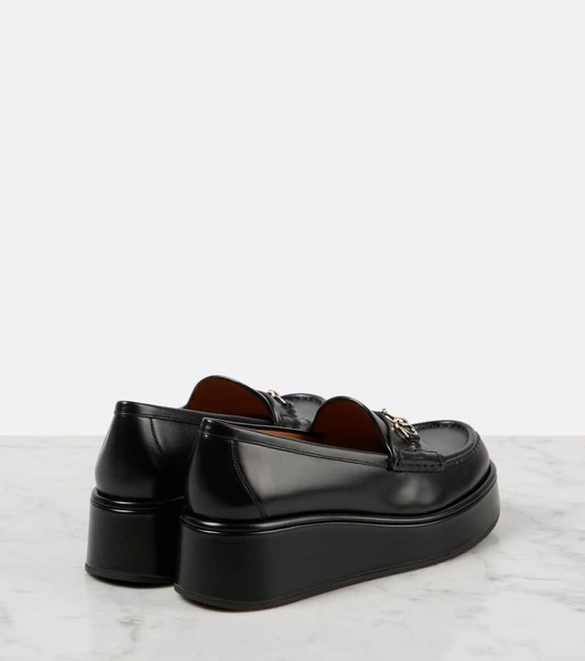 Horsebit leather wedge loafers