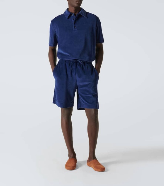 Tsubaki cotton and silk chenille polo shirt