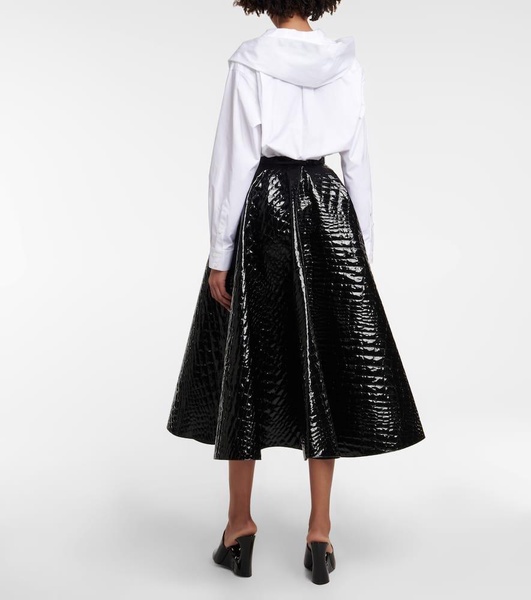 Croc-effect midi skirt