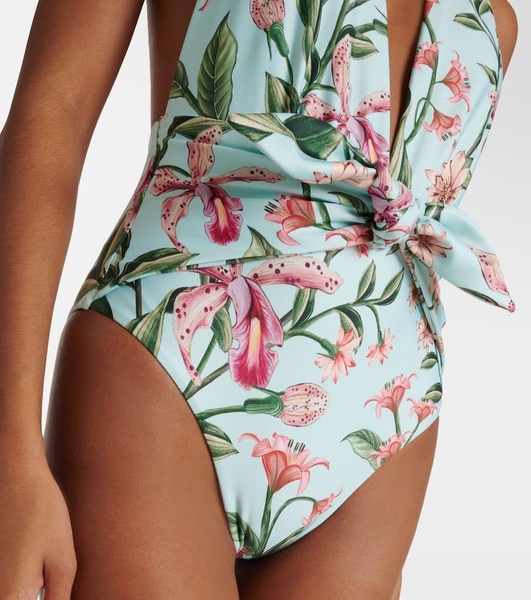 Mangostino floral halterneck swimsuit