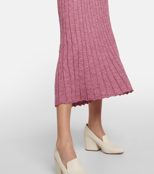 Pleated cashmere and silk midi dress