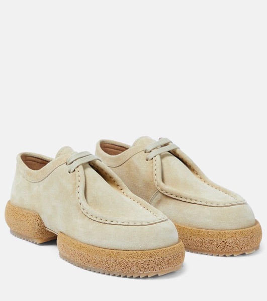 Lace-up suede loafers