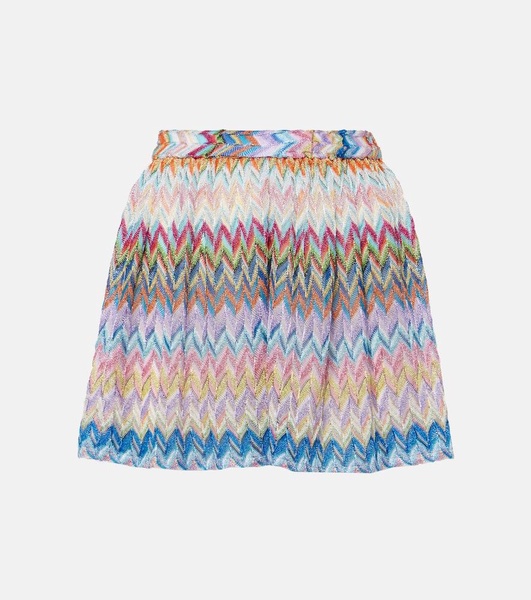 Zig Zag metallic knit shorts