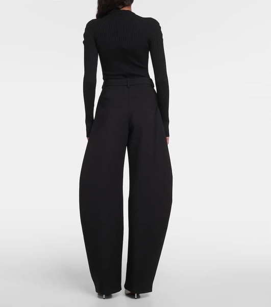 High-rise wool barrel-leg pants