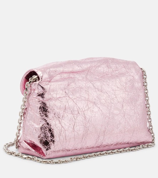 Draped Micro leather clutch