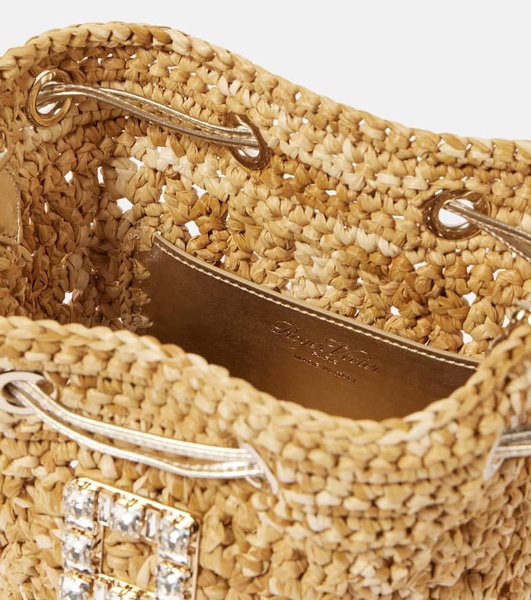 Tres Vivier raffia-effect bucket bag