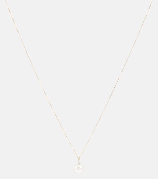 Dot 14kt gold necklace with diamond and pearl