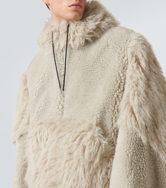 Faux fur-trimmed teddy jacket