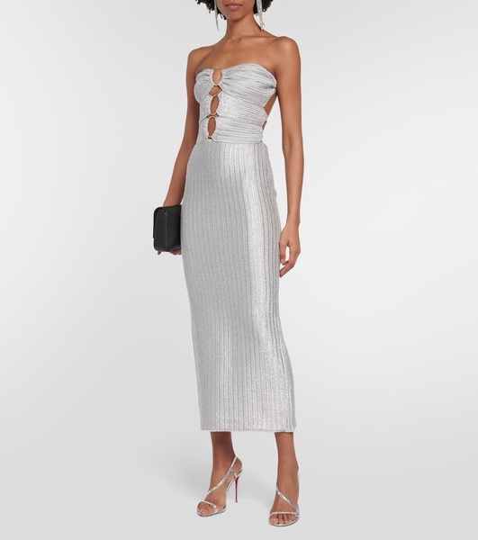 Sleeveless cutout metallic gown