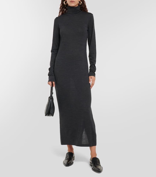 Wool-blend turtleneck midi dress