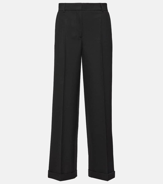 Straight wool-blend pants