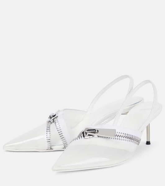 Clear Zip PVC slingback pumps