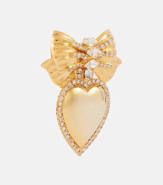 Heart crystal-embellished clip-on earrings