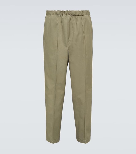 Cotton poplin straight pants