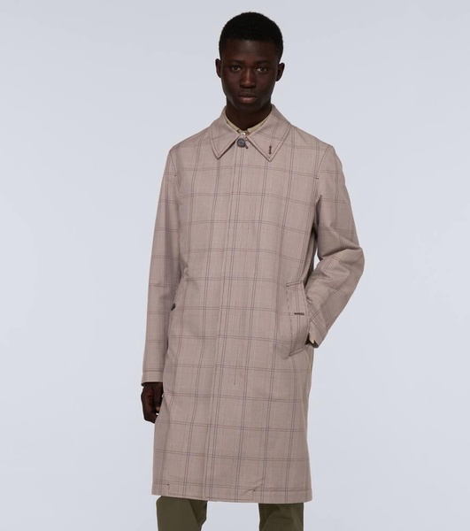 Prince of Wales checked trench coat