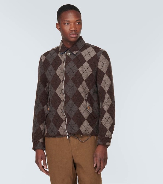 Argyle wool-blend blouson jacket