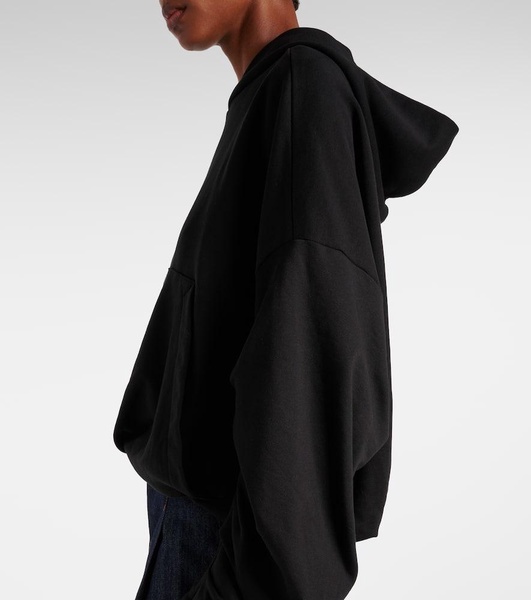 Oversized draped cotton jersey hoodie