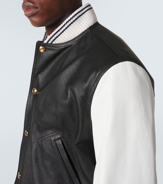 Leather varsity jacket