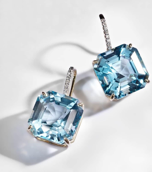 14kt gold earrings with topaz and diamonds