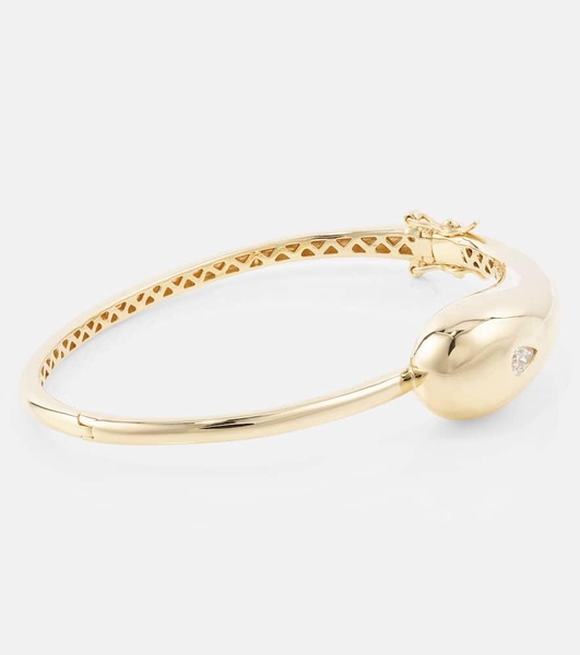 Water Droplet 14kt gold bangle with diamond