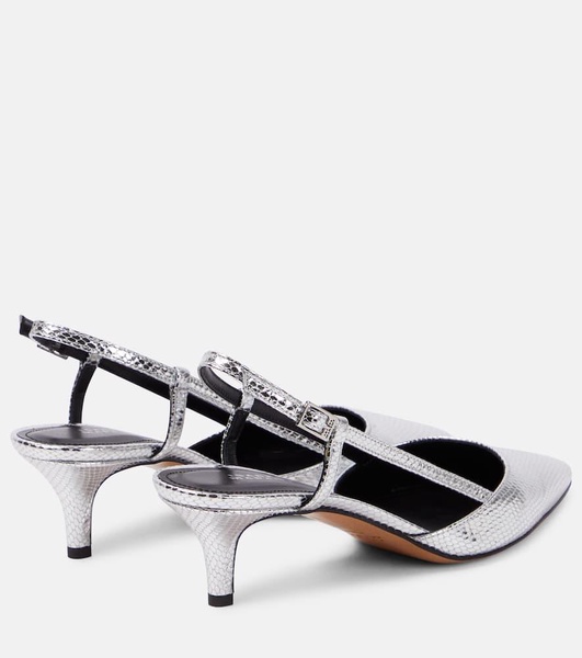 Pilia metallic leather slingback pumps