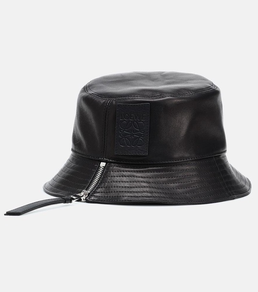 Fisherman Zip Leather Bucket Hat