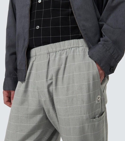 Checked silk-blend pants