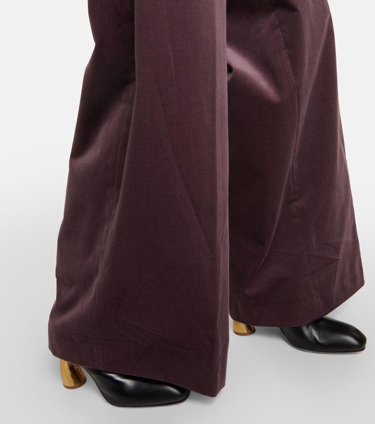 High-rise velvet wide-leg pants